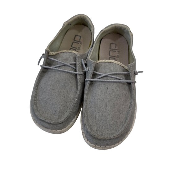 Hey Dude Wendy Yount Girls SZ 2 Gray Chambray Casual Slip-On Shoes - Picture 2 of 12